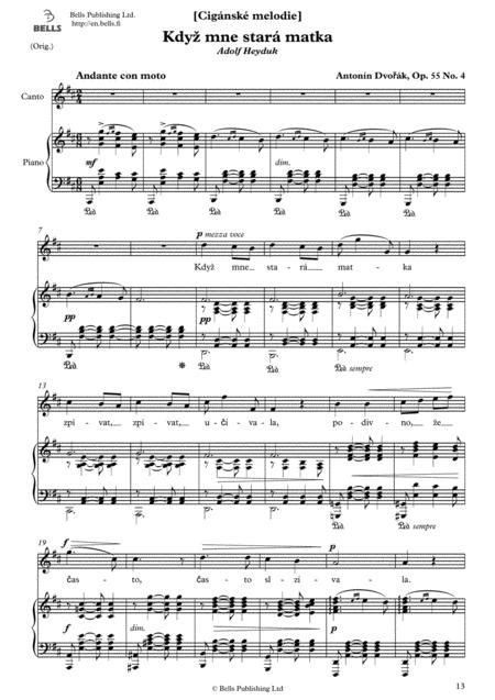 Kdyz Mne Stara Matka, Op. 55 No. 4 (Original Key. D Major)
